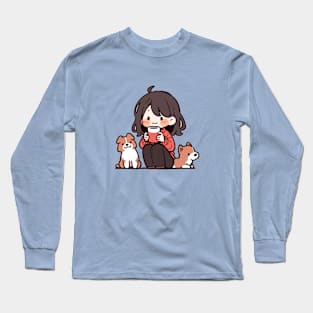 Cute dog mom with her dogs Long Sleeve T-Shirt